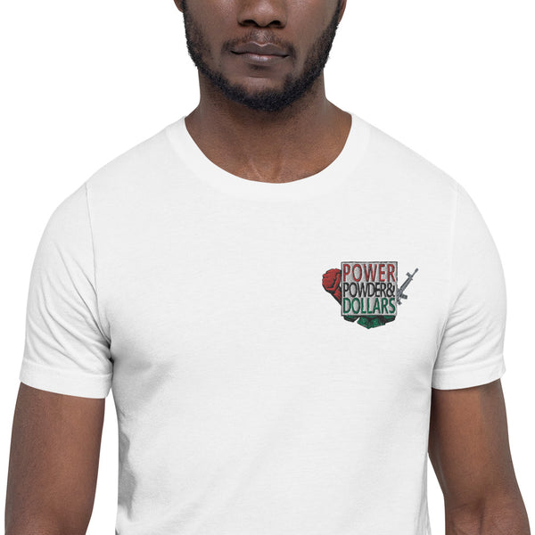 Power Powder & Dollars Short-Sleeve Unisex T-Shirt Embroidered Logo
